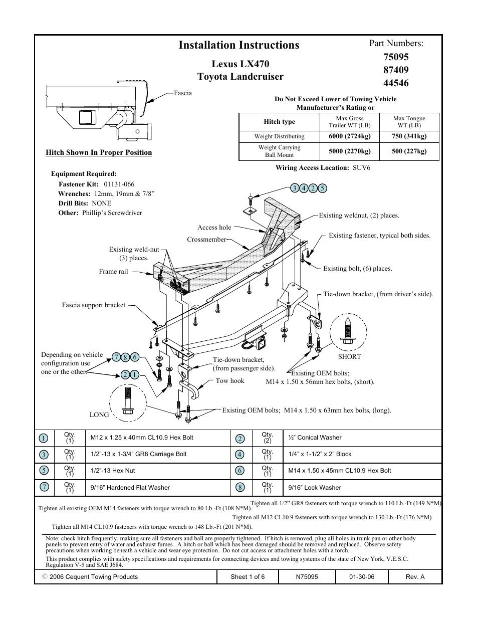 Draw-Tite 75095 MAX-FRAME RECEIVER User Manual | 6 pages