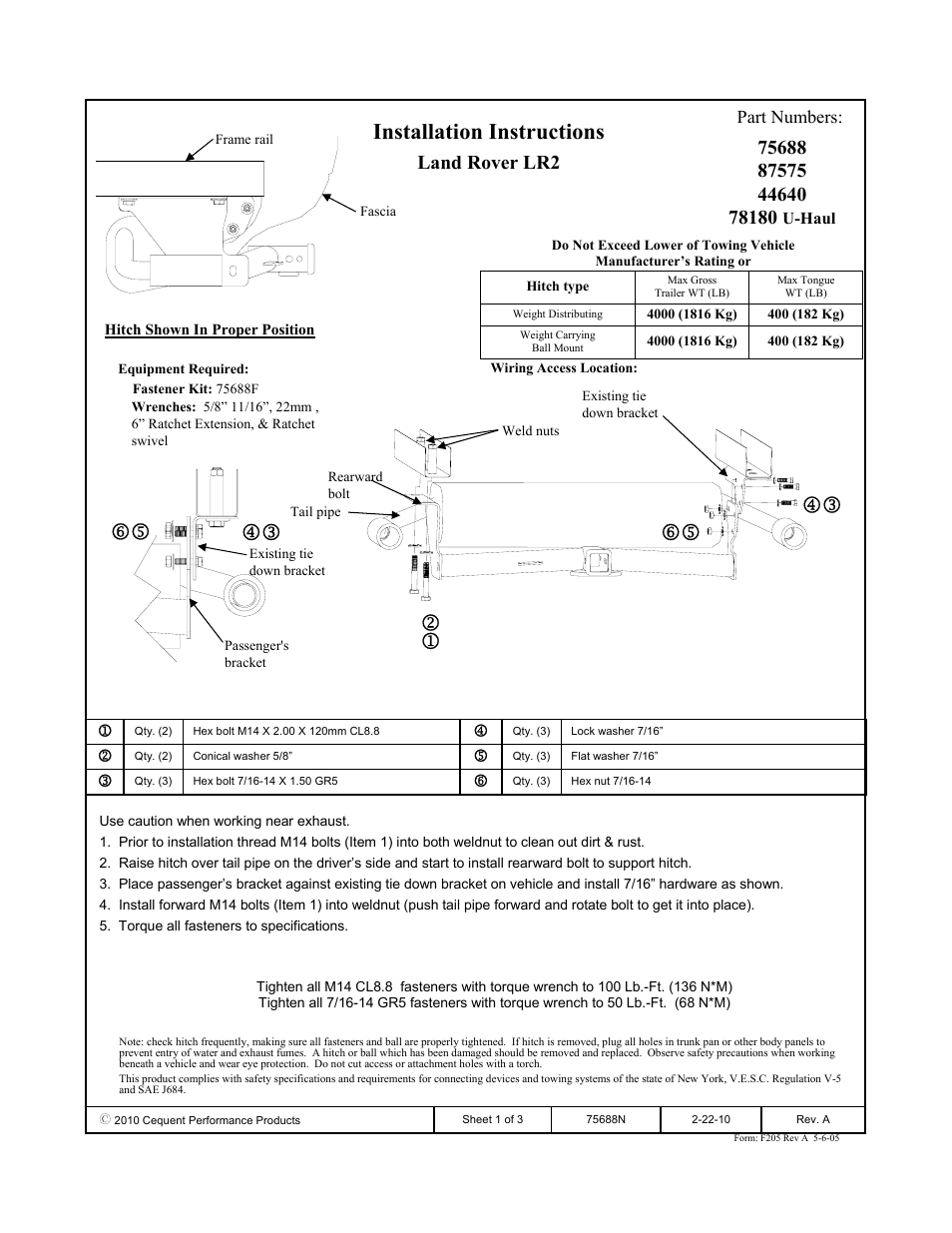 Draw-Tite 75688 MAX-FRAME RECEIVER User Manual | 3 pages
