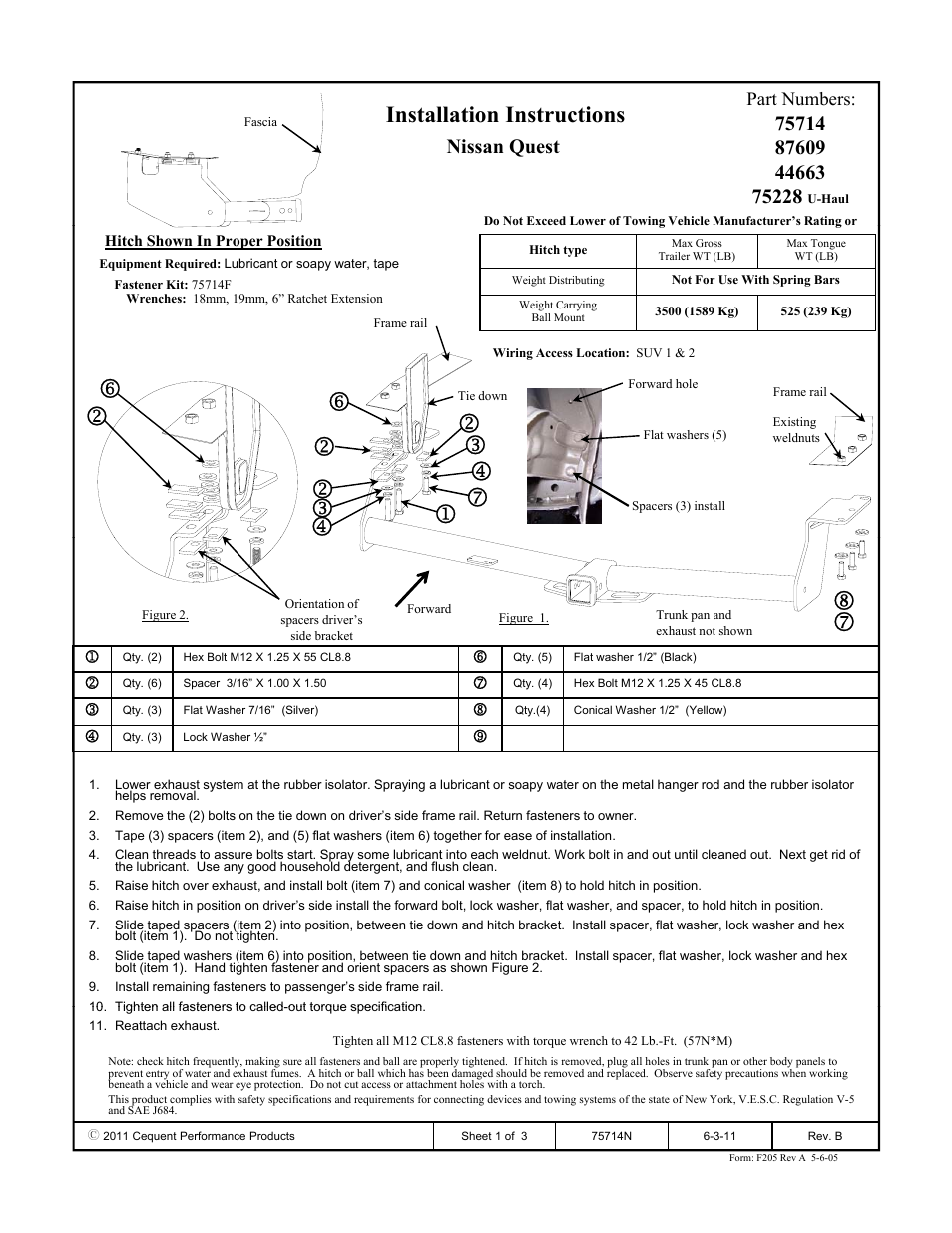 Draw-Tite 75714 MAX-FRAME RECEIVER User Manual | 3 pages