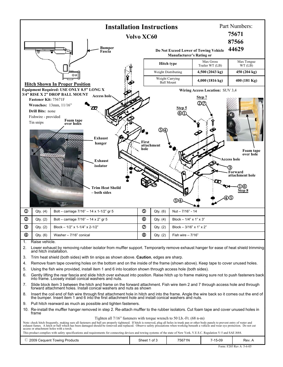 Draw-Tite 75671 MAX-FRAME RECEIVER User Manual | 3 pages