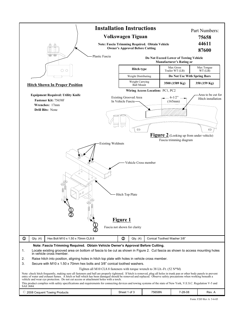 Draw-Tite 75658 MAX-FRAME RECEIVER User Manual | 3 pages