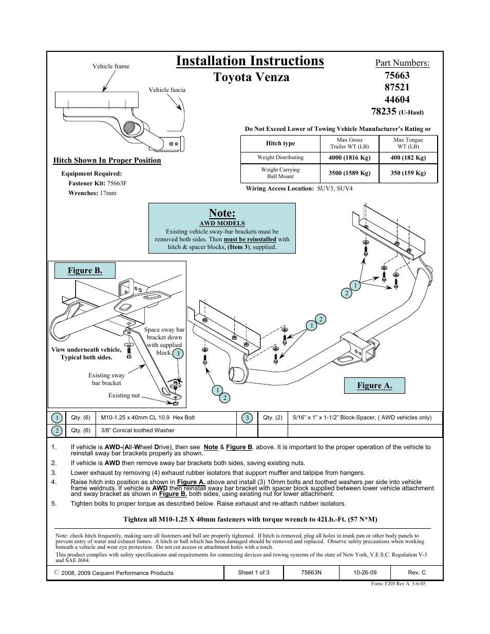 Draw-Tite 75663 MAX-FRAME RECEIVER User Manual | 3 pages