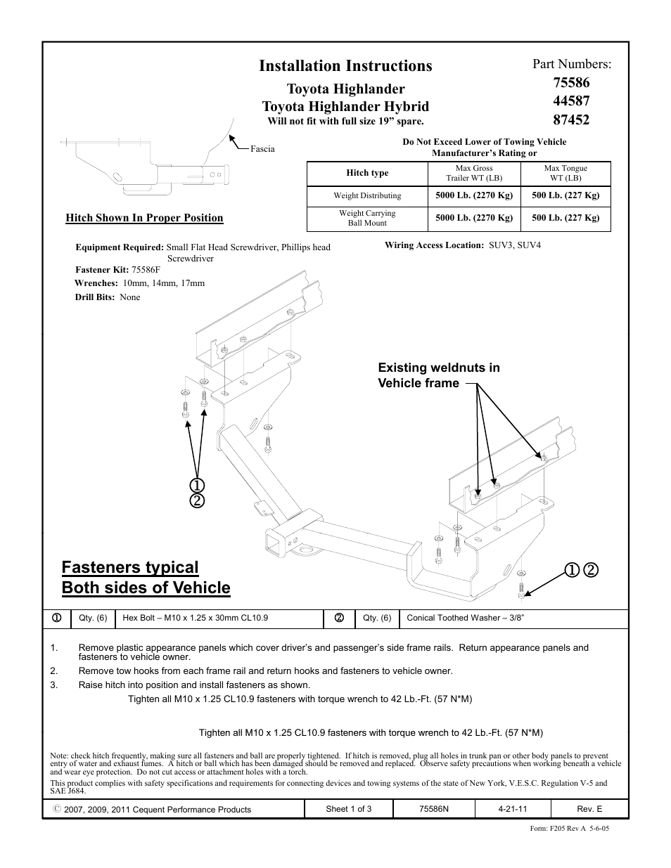 Draw-Tite 75586 MAX-FRAME RECEIVER User Manual | 3 pages