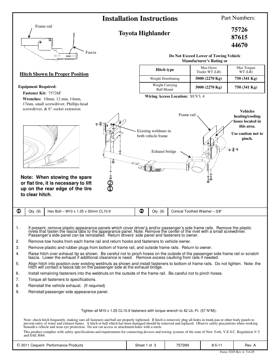 Draw-Tite 75726 MAX-FRAME RECEIVER User Manual | 3 pages