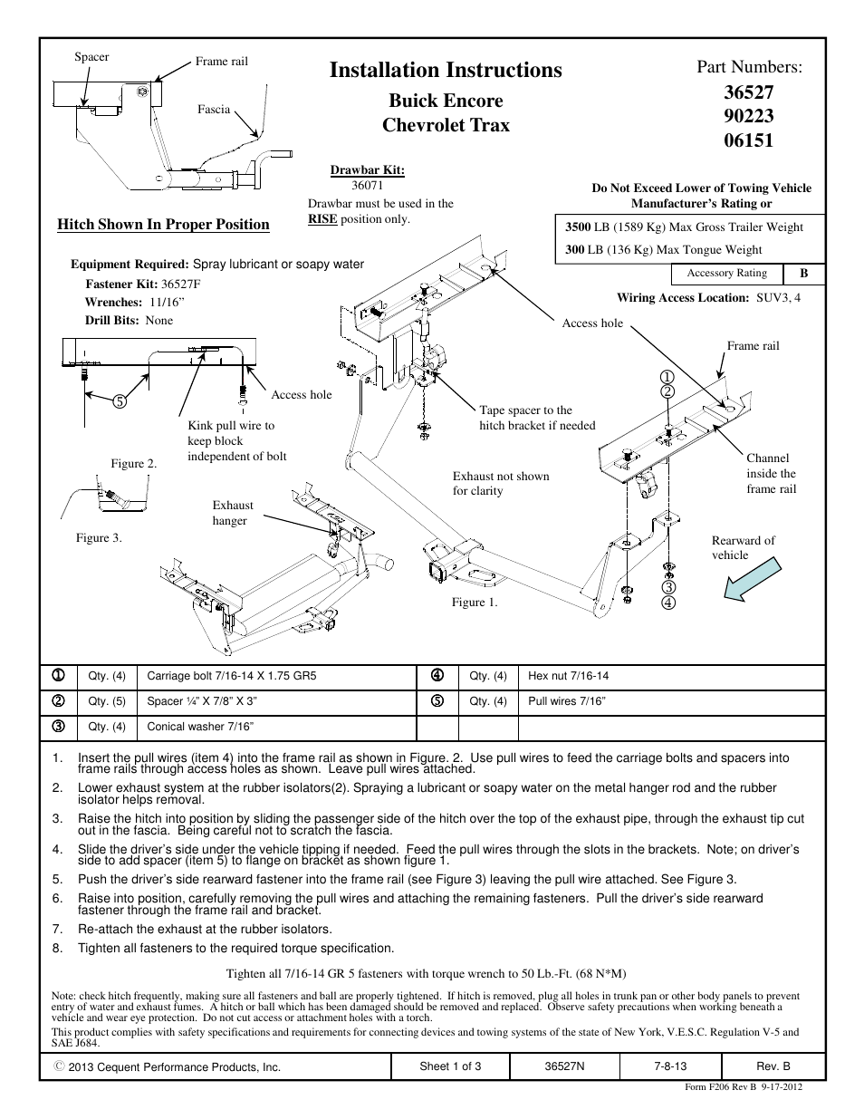 Draw-Tite 36527 FRAME HITCH User Manual | 3 pages