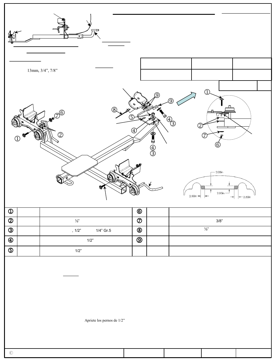 Instrucciones de instalación, Ml m q k, Lm r k | Cadillac xts impala lt, ltz, Números de partes | Draw-Tite 36762 FRAME HITCH User Manual | Page 3 / 3