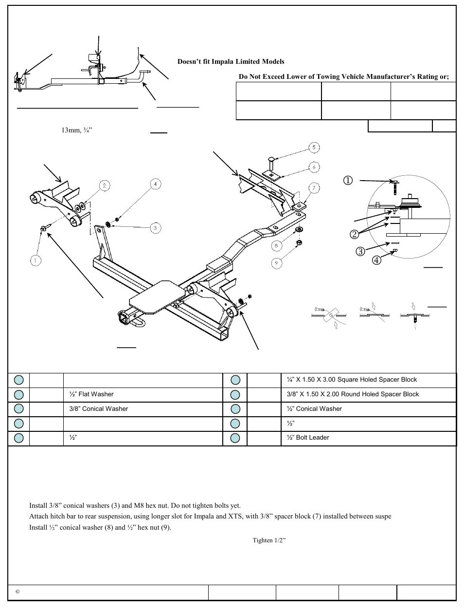 Draw-Tite 36543 FRAME HITCH User Manual | 3 pages