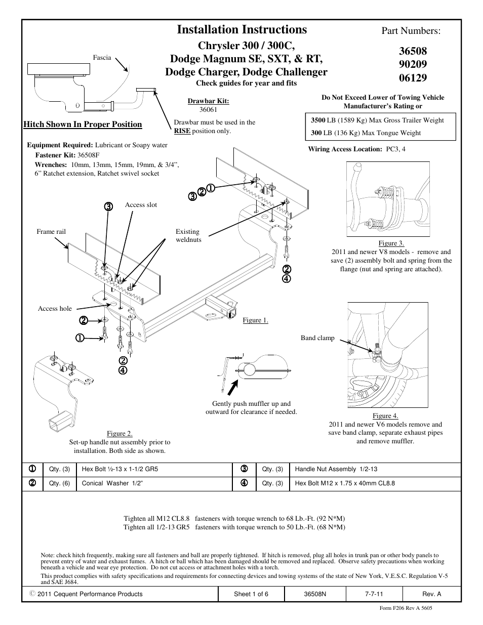 Draw-Tite 36508 FRAME HITCH User Manual | 6 pages