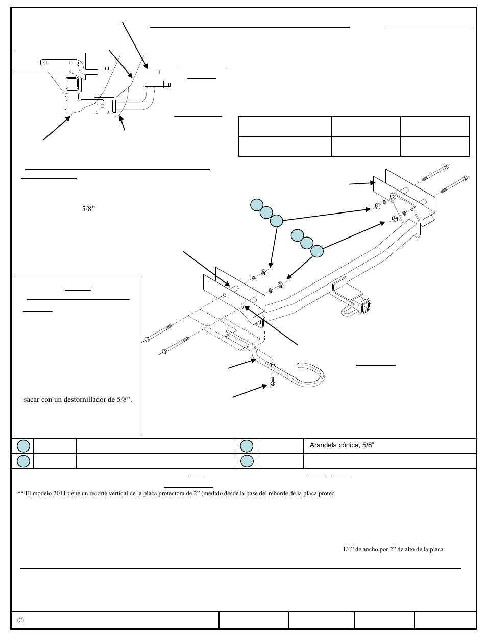 Instrucciones de instalación, Jeep compass, Jeep patriot | Paquete rallye, Gancho de remolque opcional números de partes, Figura 1, El enganche se muestra en la posición correcta | Draw-Tite 36423 FRAME HITCH User Manual | Page 5 / 6