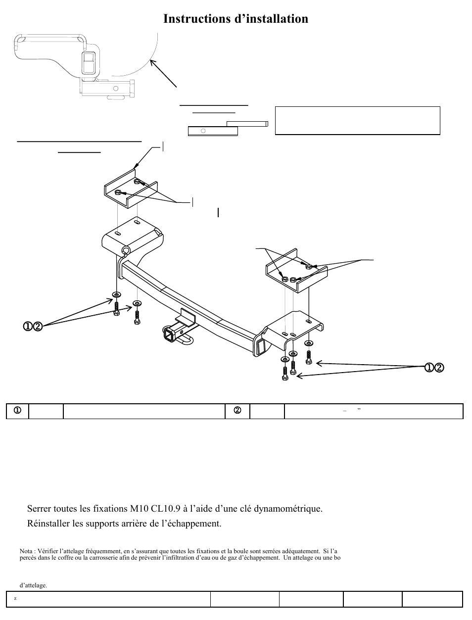 Instructions d’installation, Jk j k, Hyundai tucson kia sportage | Numéros de pièce | Draw-Tite 36510 FRAME HITCH User Manual | Page 2 / 3