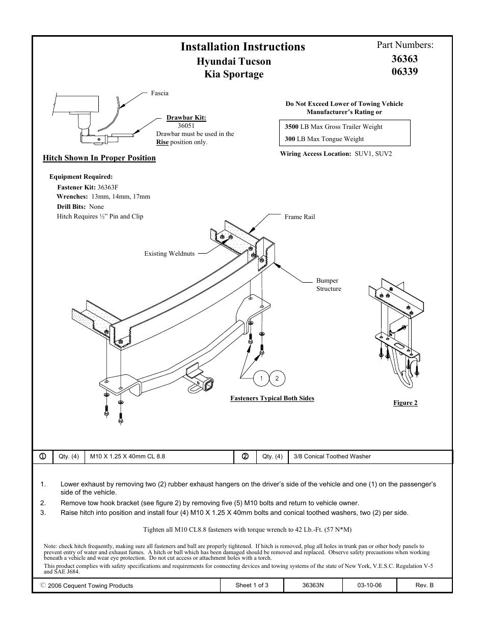 Draw-Tite 36363 FRAME HITCH User Manual | 3 pages