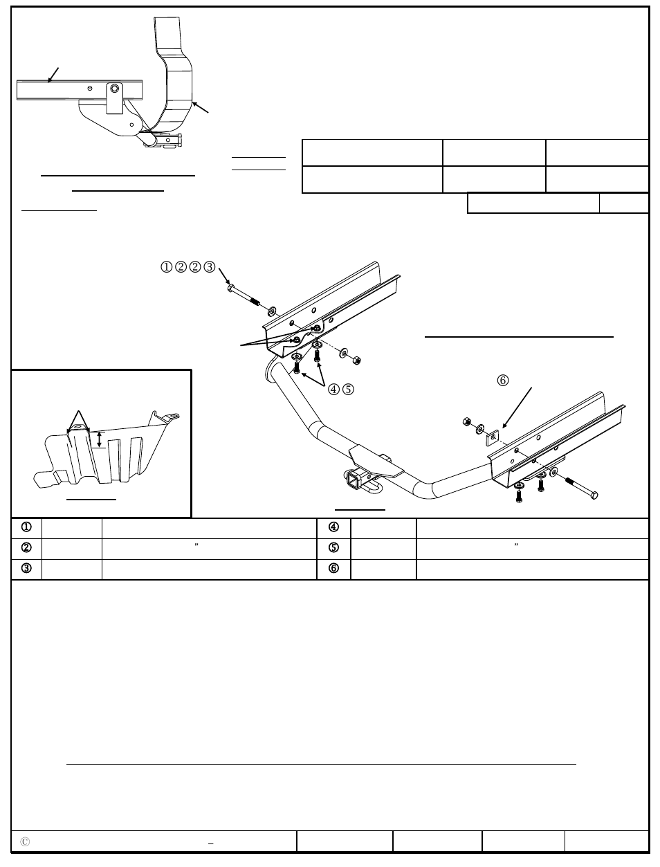 Instrucciones de instalación, Jkkl mn o, Números de partes | Tornillos iguales en ambos lados, Figura 1 figura 2 | Draw-Tite 36536 FRAME HITCH User Manual | Page 3 / 3