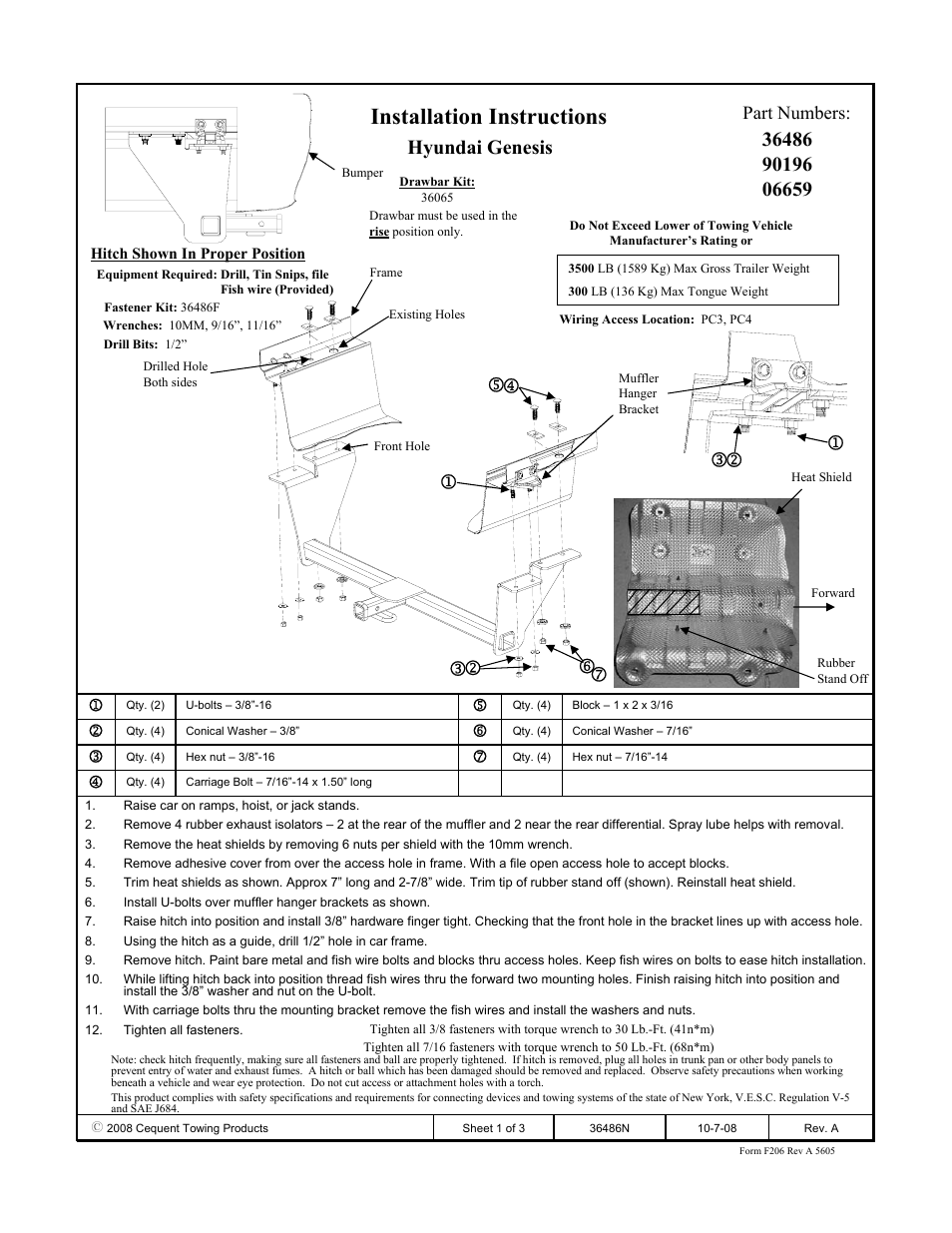 Draw-Tite 36486 FRAME HITCH User Manual | 3 pages