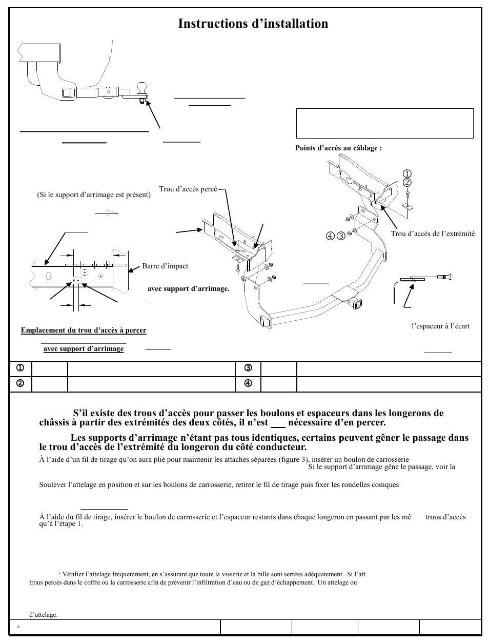 Instructions d’installation, Ford escape, Mercury mariner | Mazda tribute, Numéros de pièce | Draw-Tite 36501 FRAME HITCH User Manual | Page 2 / 3