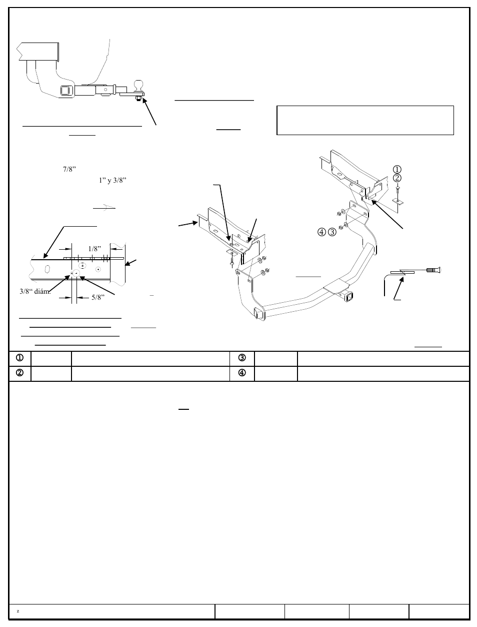Instrucciones de instalación, Ford escape, Mercury mariner | Mazda tribute números de partes | Draw-Tite 36501 FRAME HITCH User Manual | Page 3 / 3