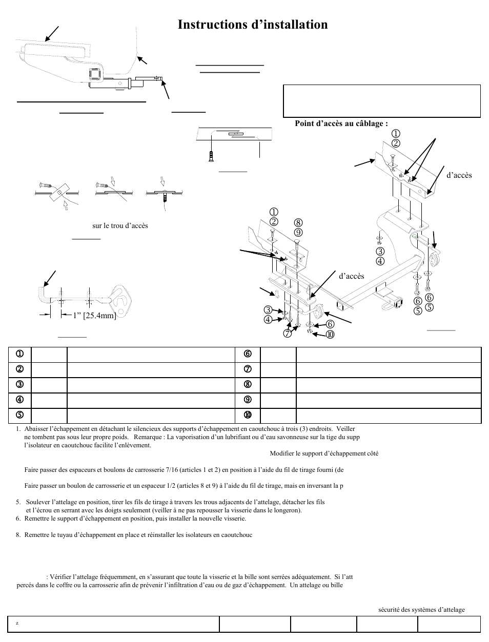 Instructions d’installation, Lincoln mks, Numéros de pièces | Draw-Tite 36477 FRAME HITCH User Manual | Page 2 / 3