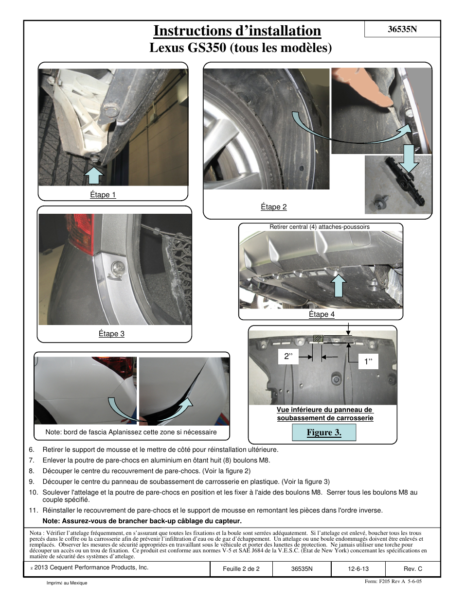 Instructions d’installation, Lexus gs350 (tous les modèles), Figure 3 | Draw-Tite 36535 FRAME HITCH User Manual | Page 4 / 6