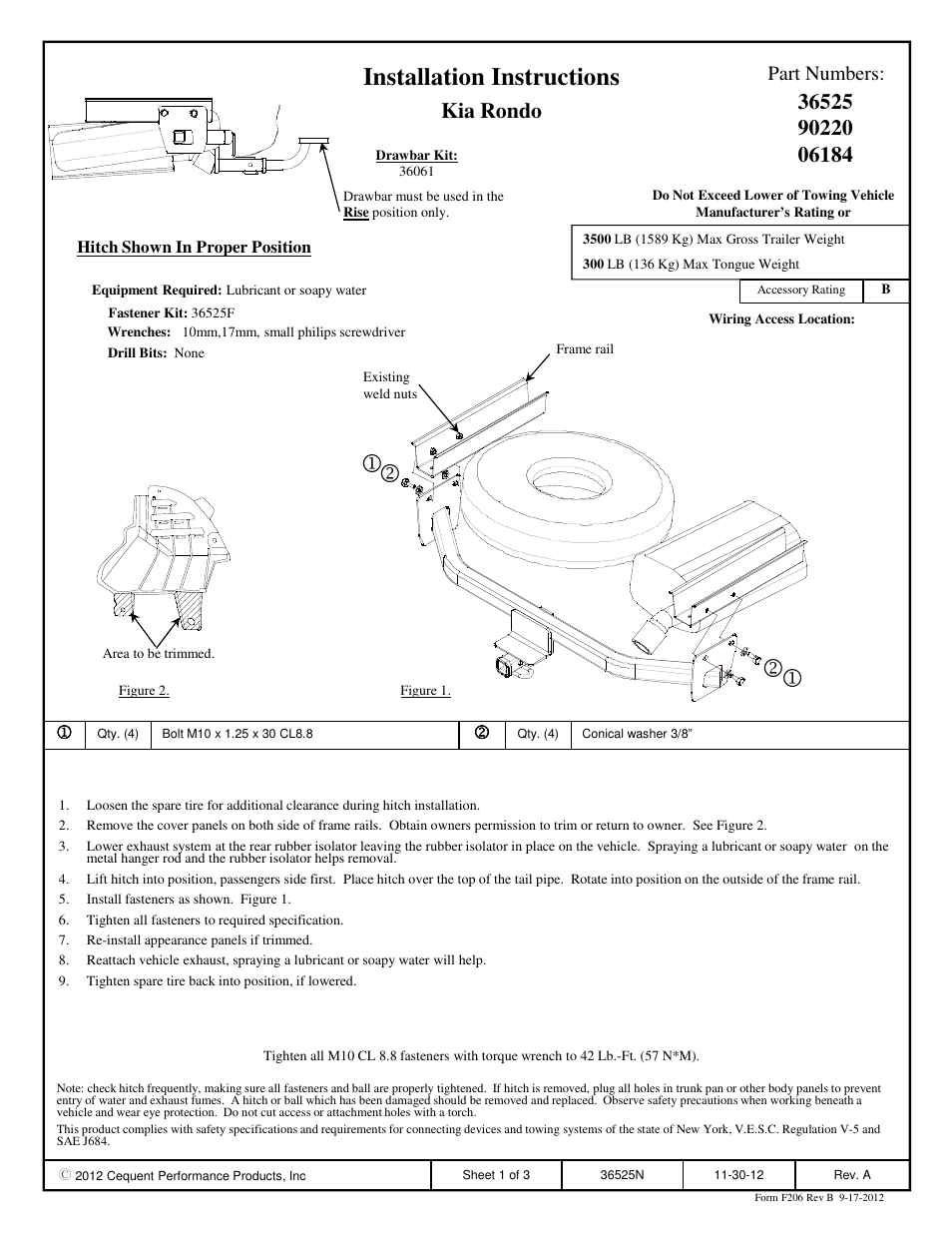 Draw-Tite 36525 FRAME HITCH User Manual | 3 pages