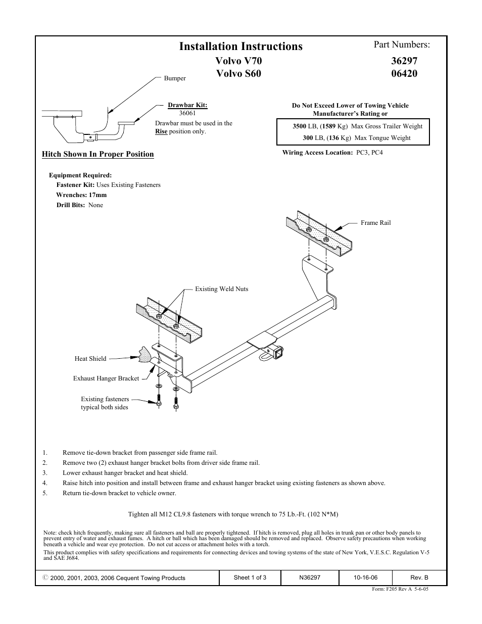 Draw-Tite 36297 FRAME HITCH User Manual | 3 pages