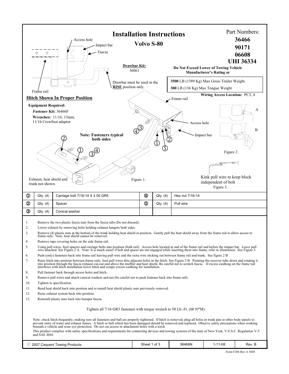 Draw-Tite 36466 FRAME HITCH User Manual | 3 pages