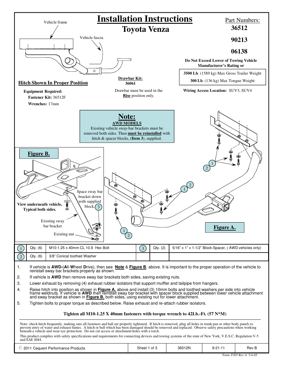 Draw-Tite 36512 FRAME HITCH User Manual | 3 pages