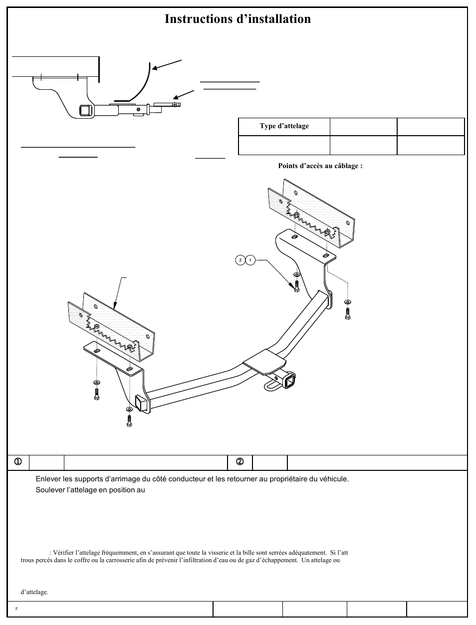 Instructions d’installation, Toyota rav4, Numéros de pièces | Longeron de châssis | Draw-Tite 36490 FRAME HITCH User Manual | Page 2 / 3