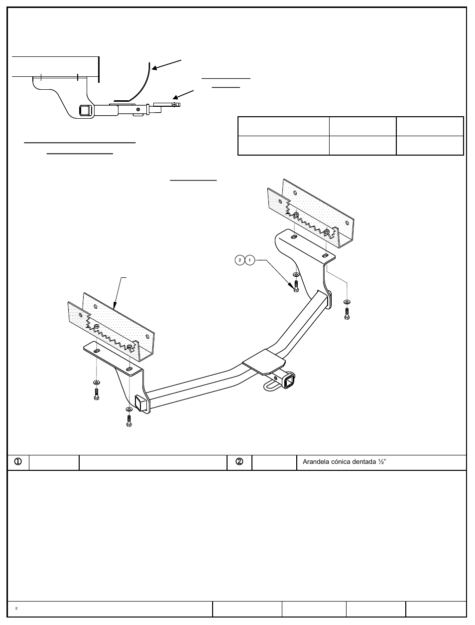Instrucciones de instalación, Toyota rav4, Números de partes | Larguero del bastidor | Draw-Tite 36490 FRAME HITCH User Manual | Page 3 / 3