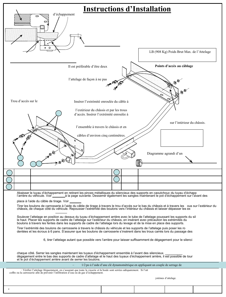 Instructions d’installation, Ford mustang, Numéros de pièces | Draw-Tite 24863 SPORTFRAME HITCH User Manual | Page 3 / 6