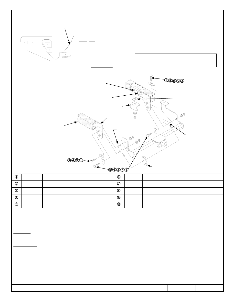 Instrucciones de instalación, Número de partes | Draw-Tite 24692 SPORTFRAME HITCH User Manual | Page 3 / 3