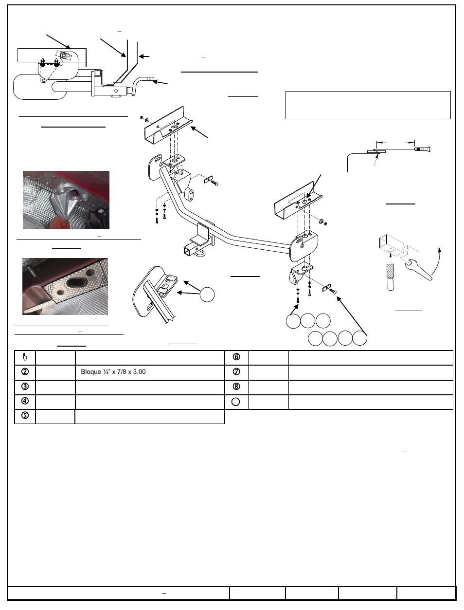 Instrucciones de instalación, Ford focus, Números de partes | Draw-Tite 24872 SPORTFRAME HITCH User Manual | Page 3 / 3