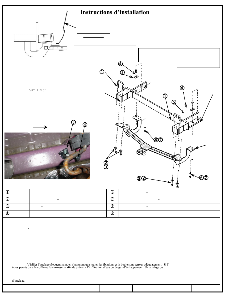 Op instructions d’installation, Ford fiesta sedan, Numéros de pièce | Draw-Tite 24910 SPORTFRAME HITCH User Manual | Page 2 / 3