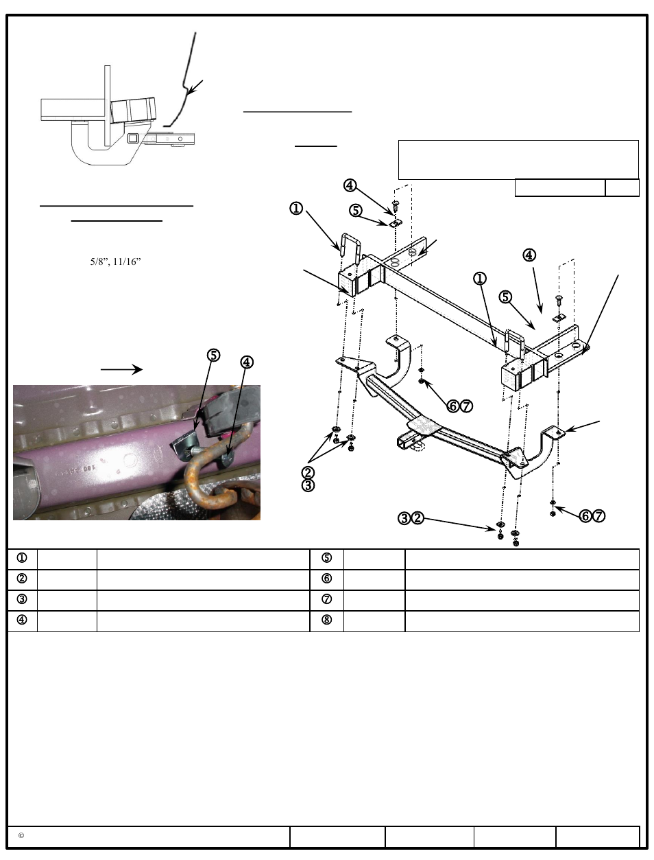 Op instrucciones de instalación, Ford fiesta sedan, Números de partes | Draw-Tite 24910 SPORTFRAME HITCH User Manual | Page 3 / 3