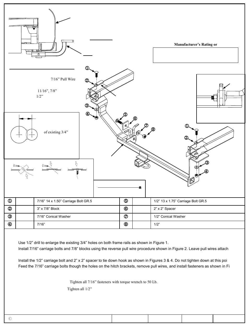 Draw-Tite 24894 SPORTFRAME HITCH User Manual | 3 pages