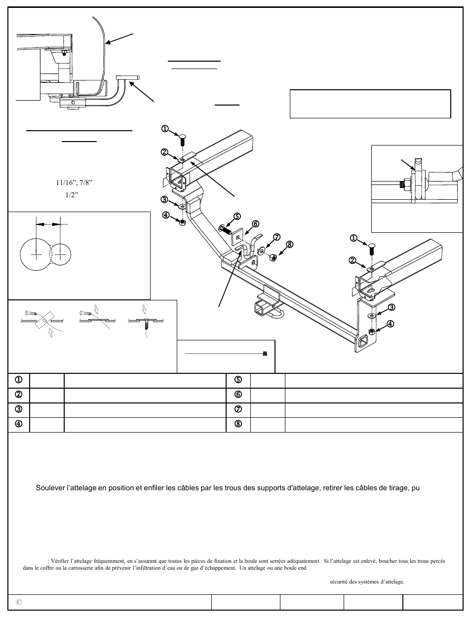Instructions d'installations, Chevy spark 2lt, Numéros de pièces | Draw-Tite 24894 SPORTFRAME HITCH User Manual | Page 2 / 3