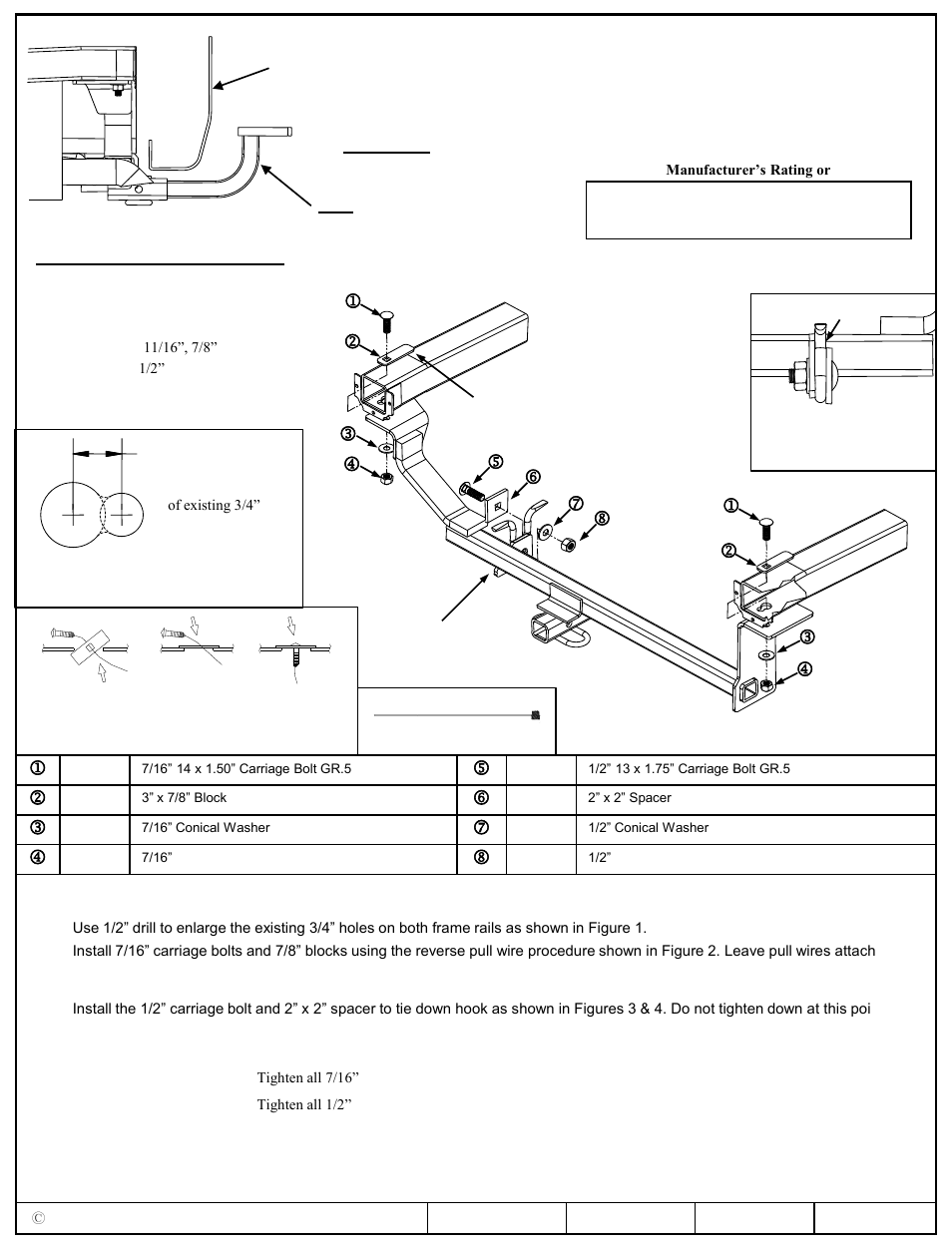 Draw-Tite 24893 SPORTFRAME HITCH User Manual | 3 pages