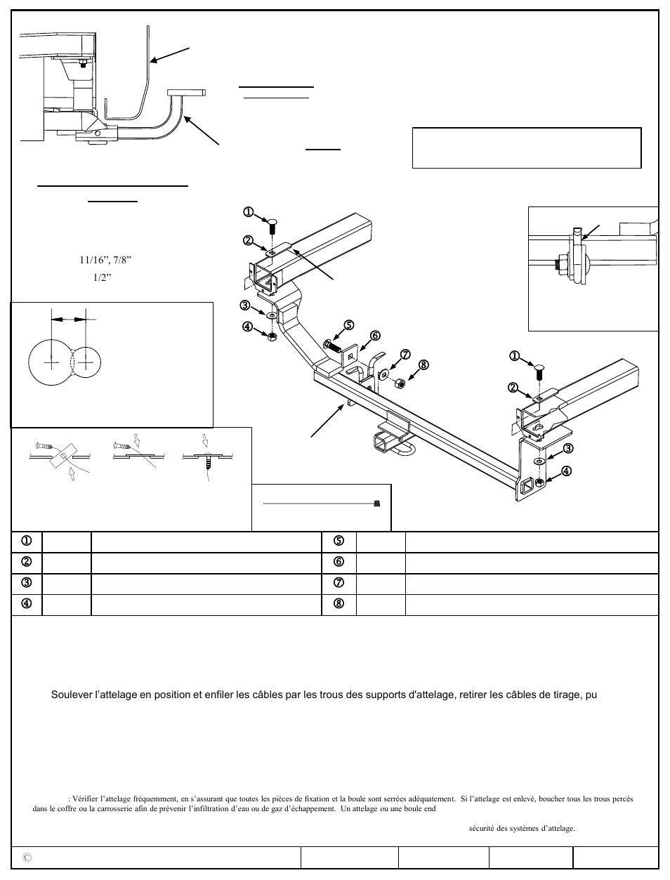 Instructions d'installations, Chevy spark 1ls/1lt, Numéros de pièces | Draw-Tite 24893 SPORTFRAME HITCH User Manual | Page 2 / 3