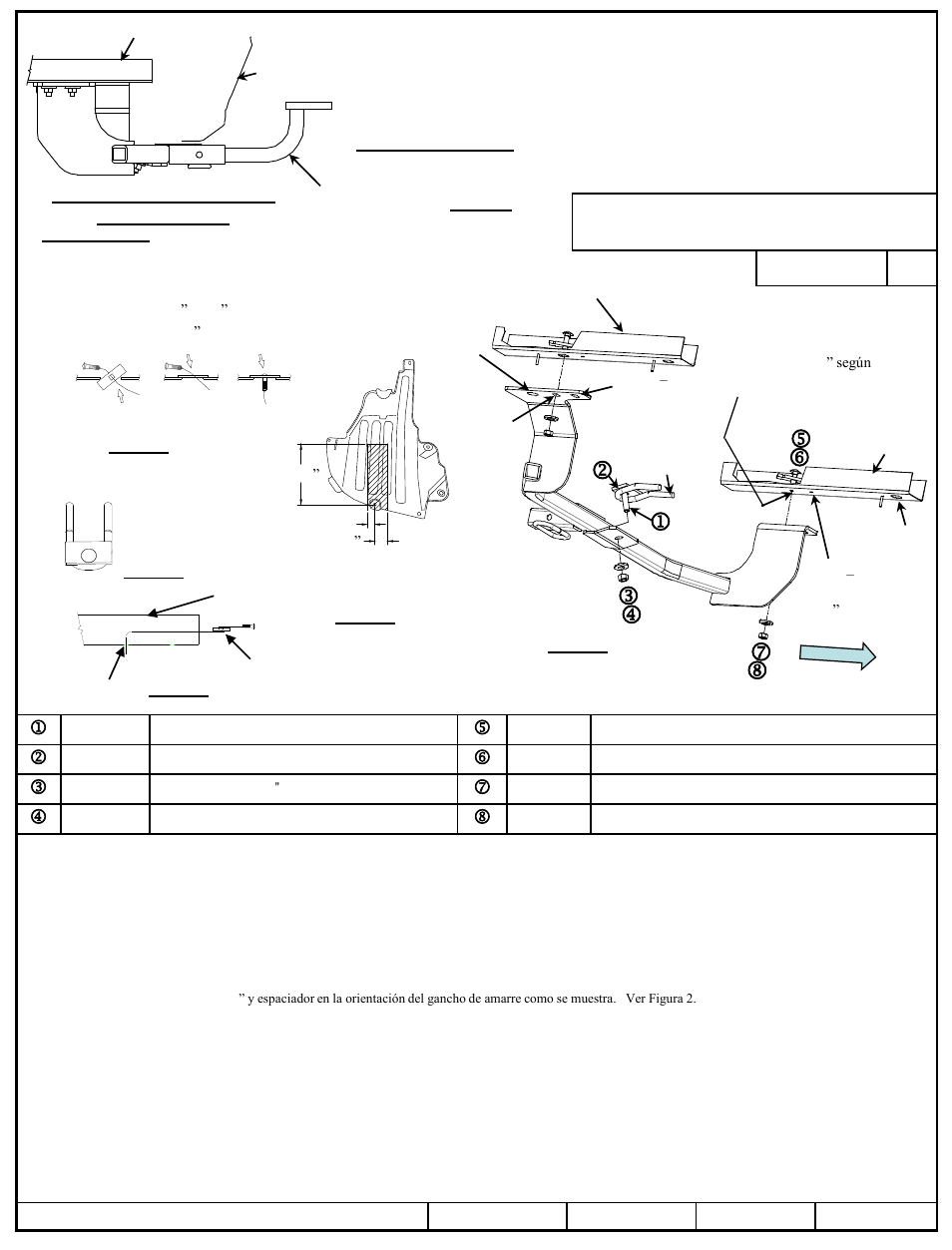 Instrucciones de instalación, Hyundai elantra sedan hyundai elantra coupe, Números de partes | Nota: tornillos iguales ambos lados | Draw-Tite 24902 SPORTFRAME HITCH User Manual | Page 3 / 3