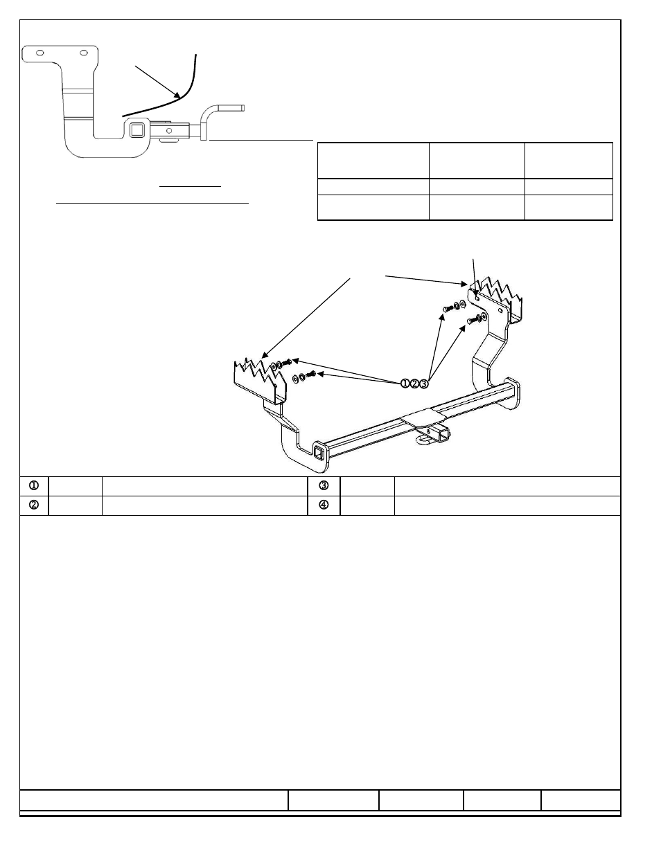 Instrucciones de instalación hyundai azera, Números de partes | Draw-Tite 24771 SPORTFRAME HITCH User Manual | Page 2 / 3