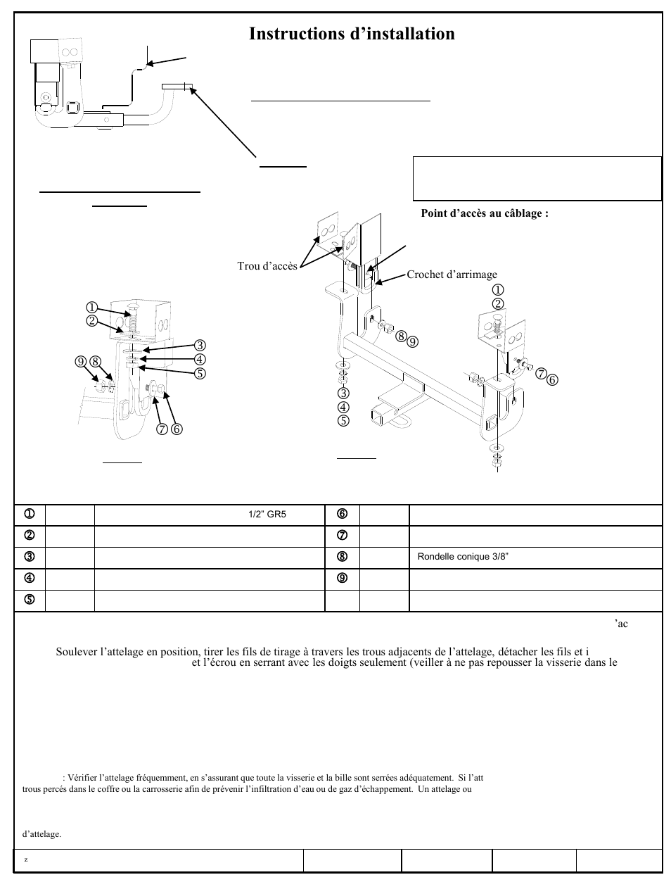 Instructions d’installation, Mazda 3 5-door, Numéros de pièces | Draw-Tite 24843 SPORTFRAME HITCH User Manual | Page 2 / 3