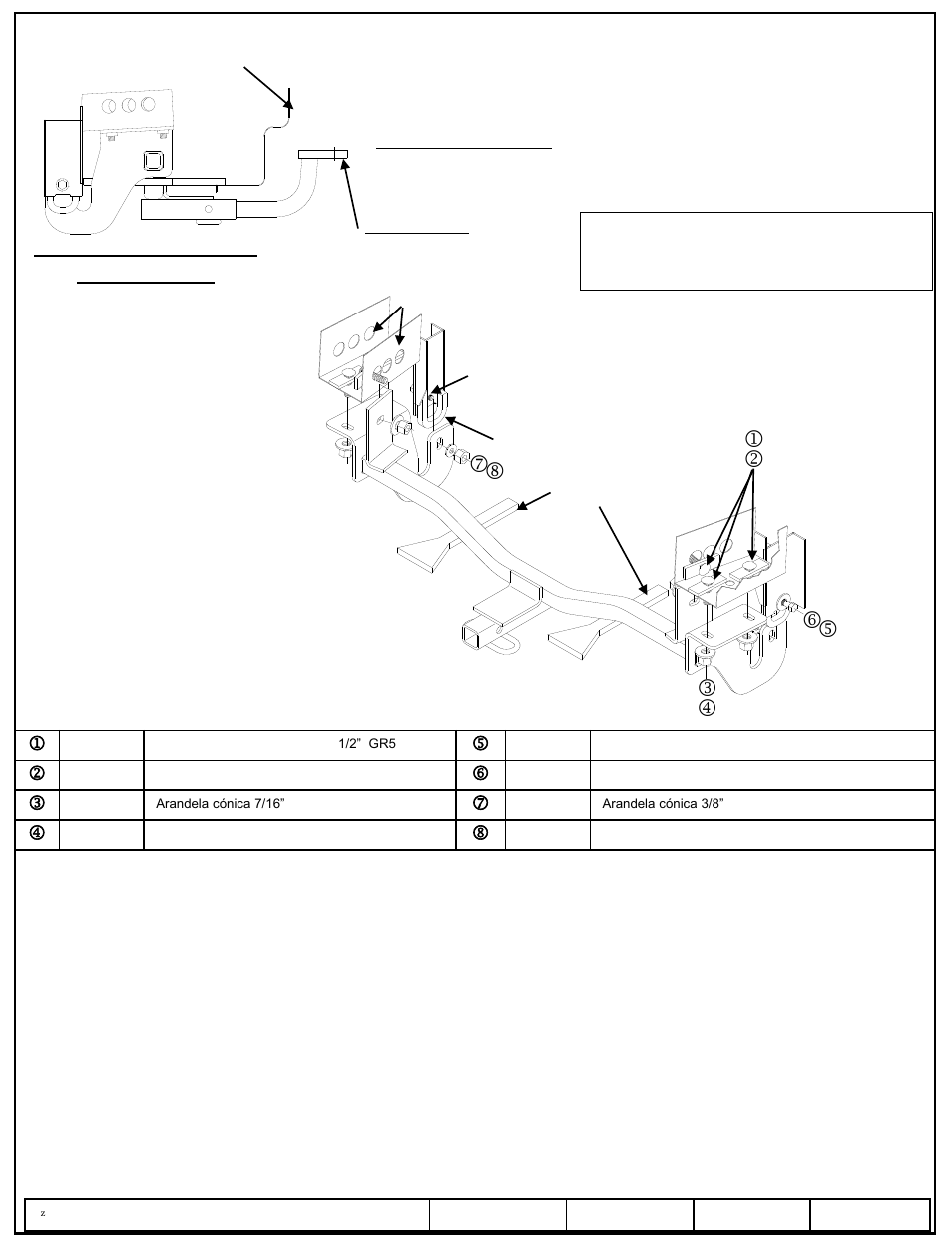 Instrucciones de instalación, Mazda 3 4-door, Lm j k on pq | Números de partes, Nota: tornillos iguales en ambos lados | Draw-Tite 24842 SPORTFRAME HITCH User Manual | Page 3 / 3