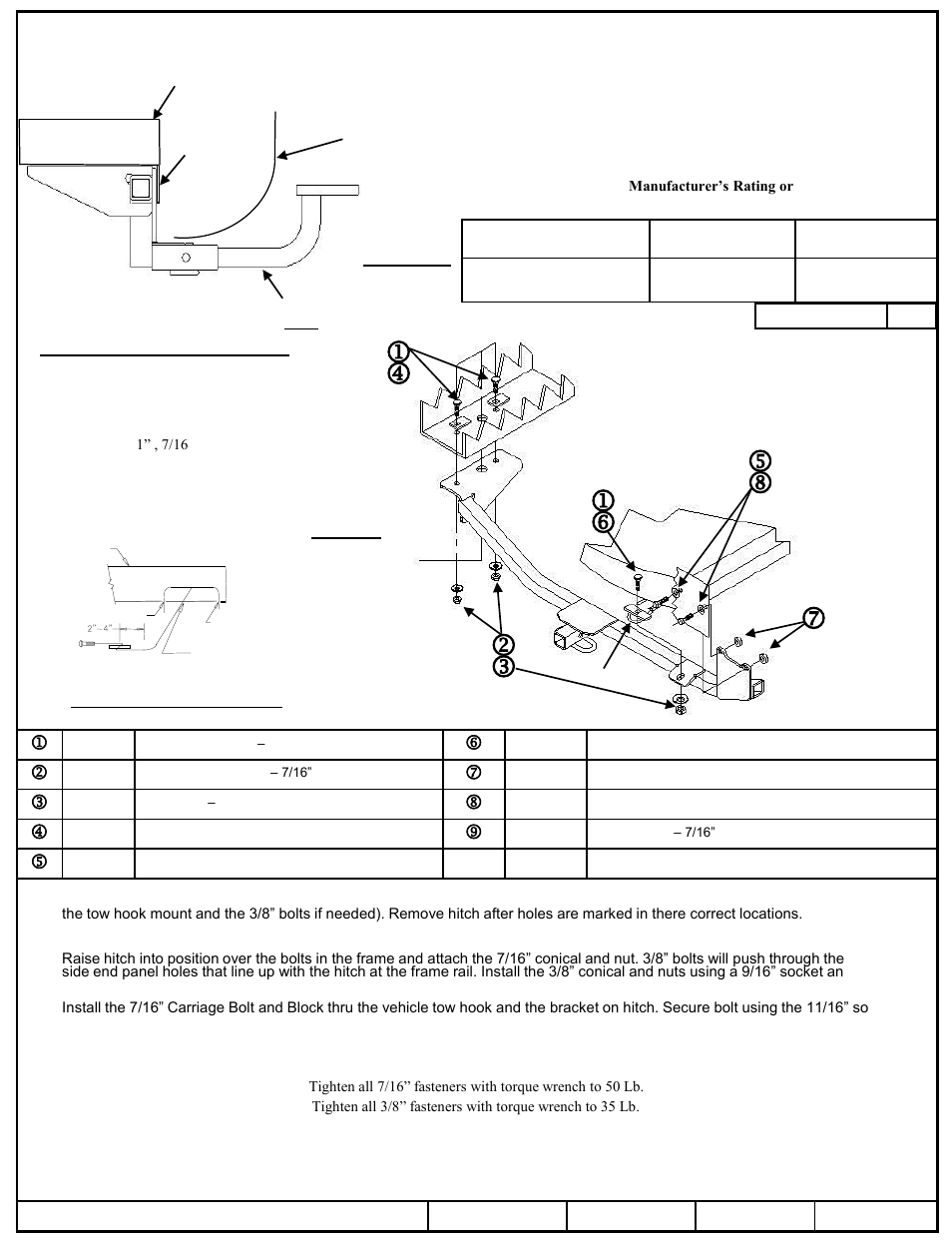 Draw-Tite 24907 SPORTFRAME HITCH User Manual | 3 pages