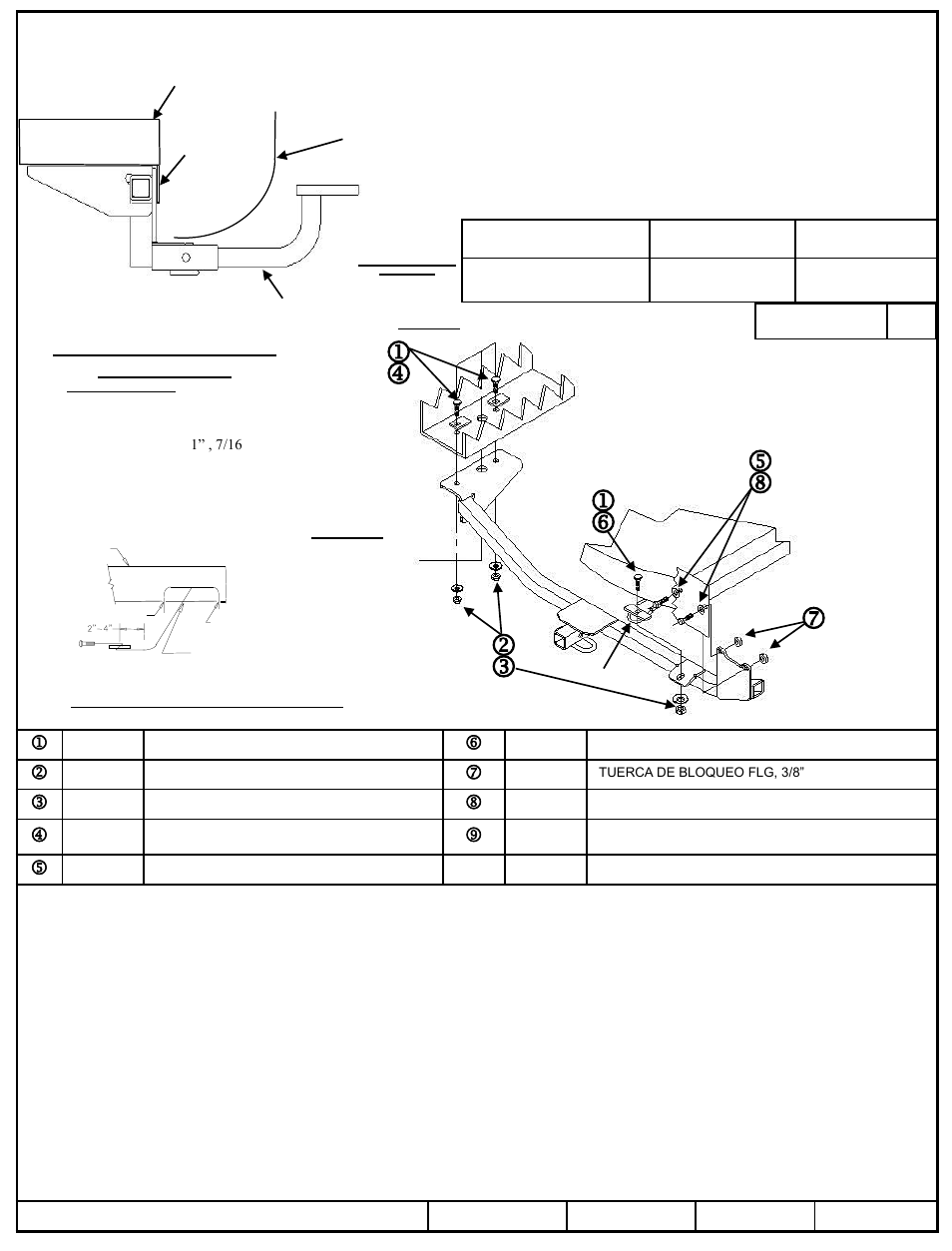 Instrucciones de instalación, Nissan sentra, Números de partes | Draw-Tite 24907 SPORTFRAME HITCH User Manual | Page 3 / 3