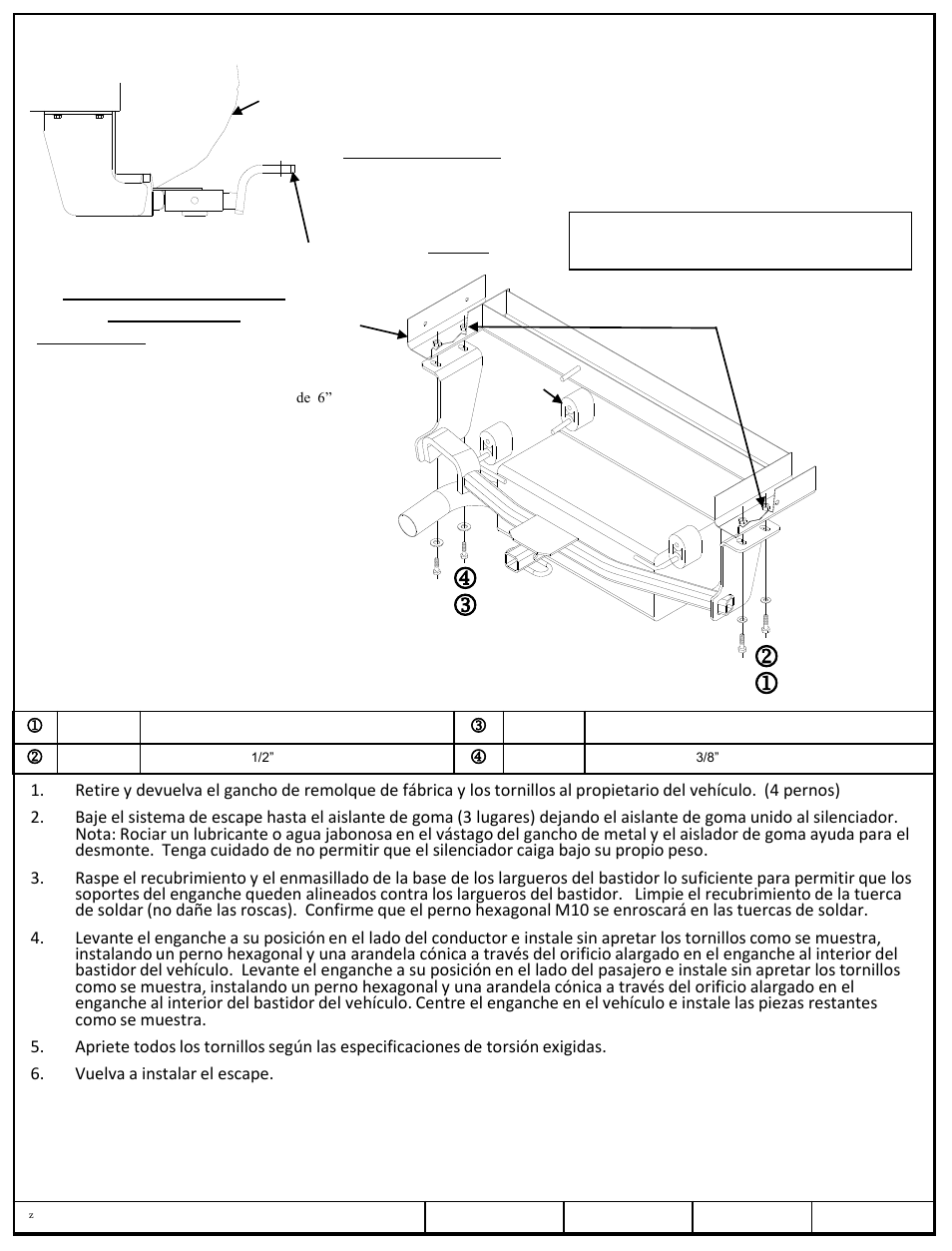 Kj m l, Instrucciones de instalación, Nissan juke awd | Números de partes | Draw-Tite 24867 SPORTFRAME HITCH User Manual | Page 3 / 3