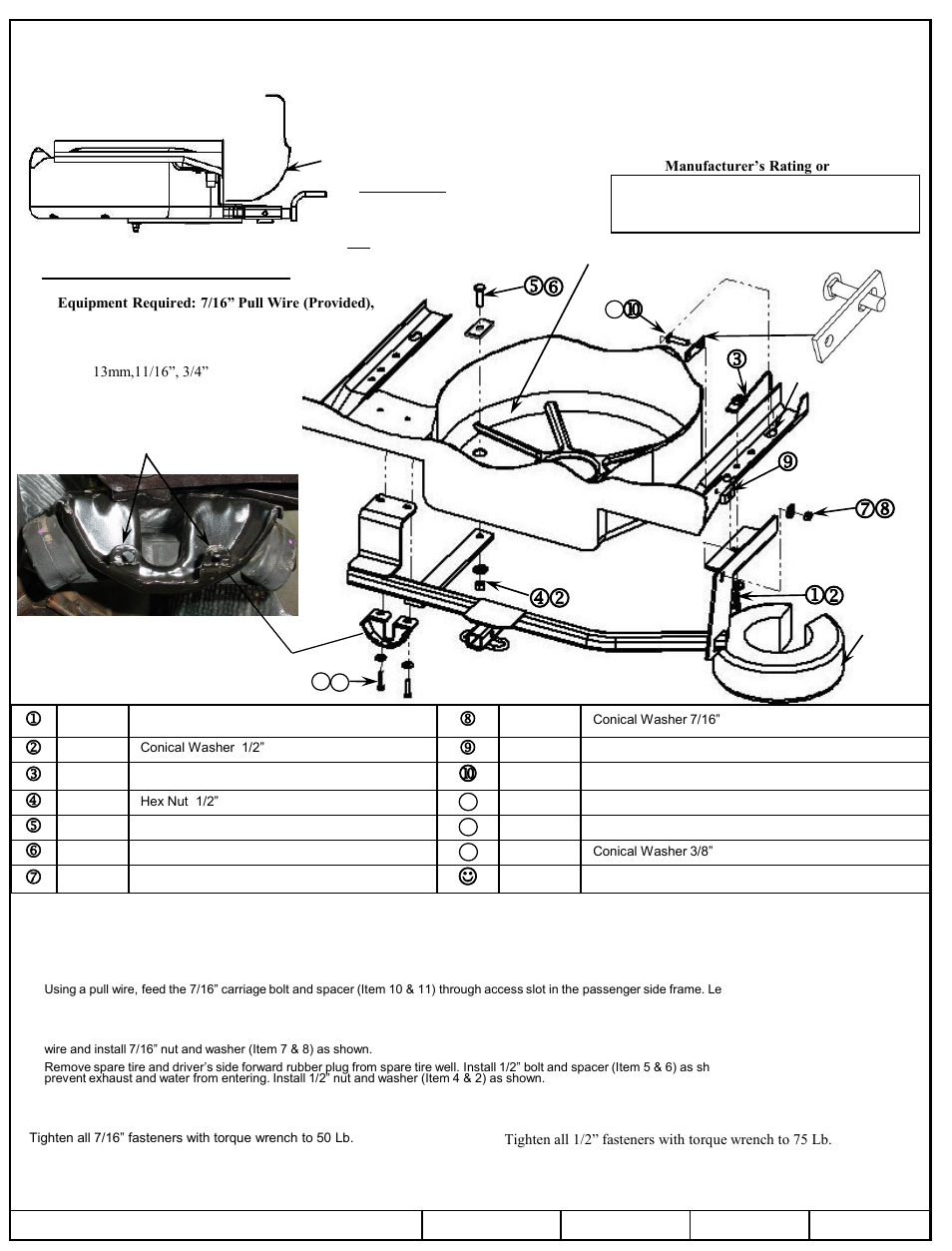 Draw-Tite 24866 SPORTFRAME HITCH User Manual | 3 pages