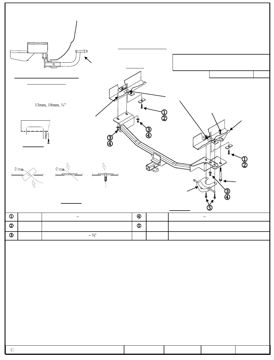 Instrucciones de instalación, Números de partes | Draw-Tite 24904 SPORTFRAME HITCH User Manual | Page 3 / 3