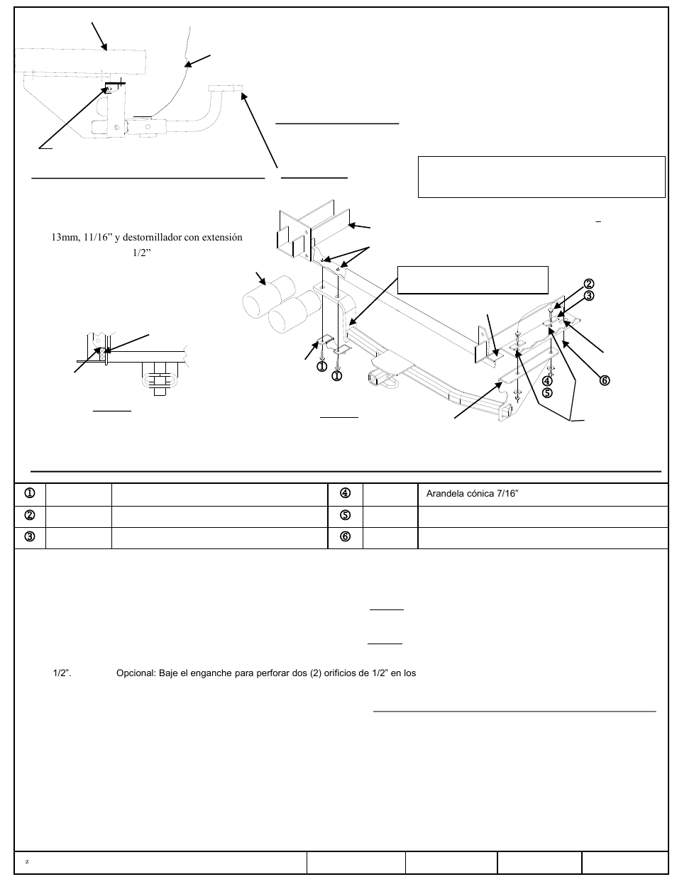 Instrucciones de instalación, Vw passat, Vw passat wagon | Vw cc, Números de partes | Draw-Tite 24848 SPORTFRAME HITCH User Manual | Page 3 / 3