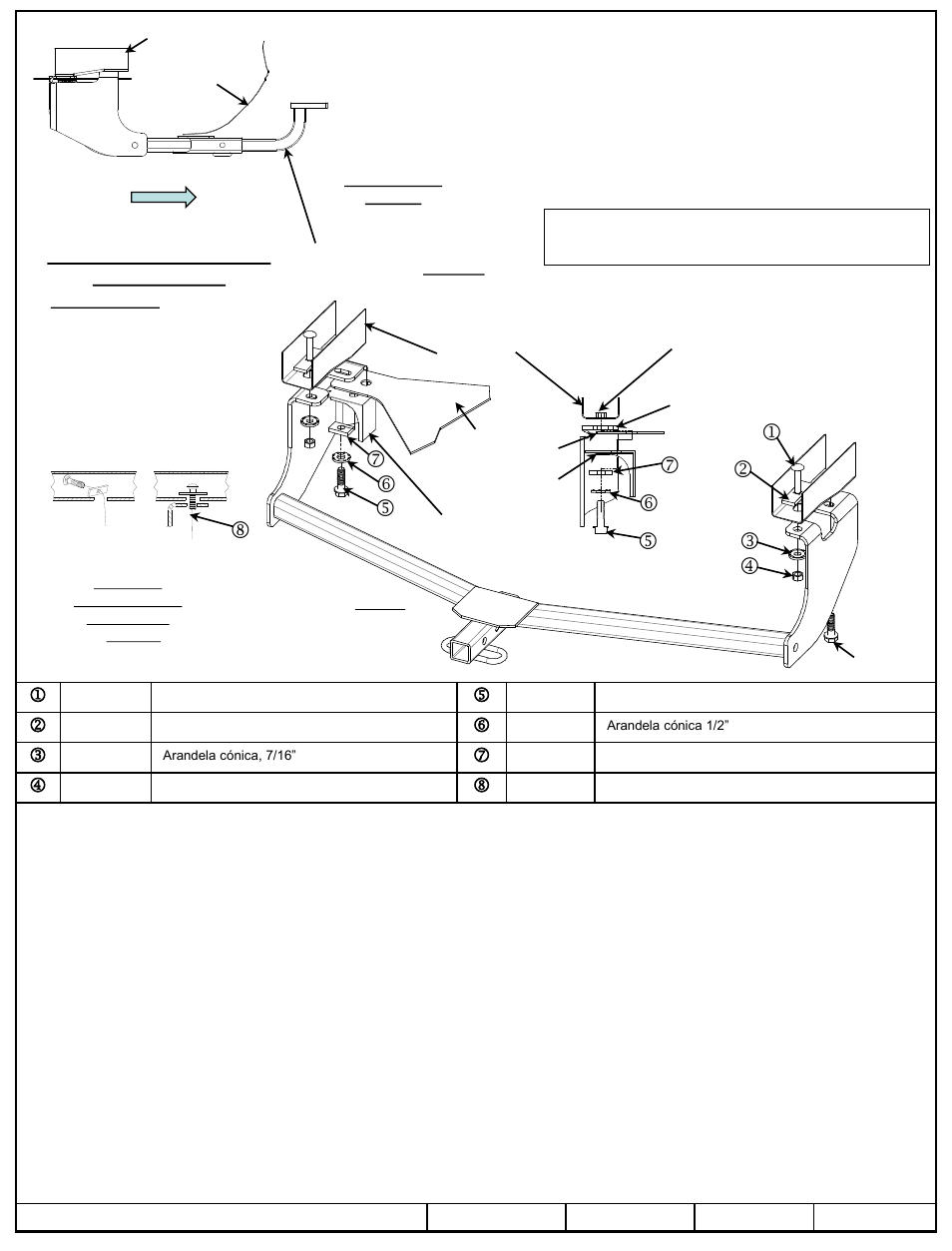 Instrucciones de instalación, Volkswagen beetle, Números de partes | Draw-Tite 24877 SPORTFRAME HITCH User Manual | Page 3 / 3