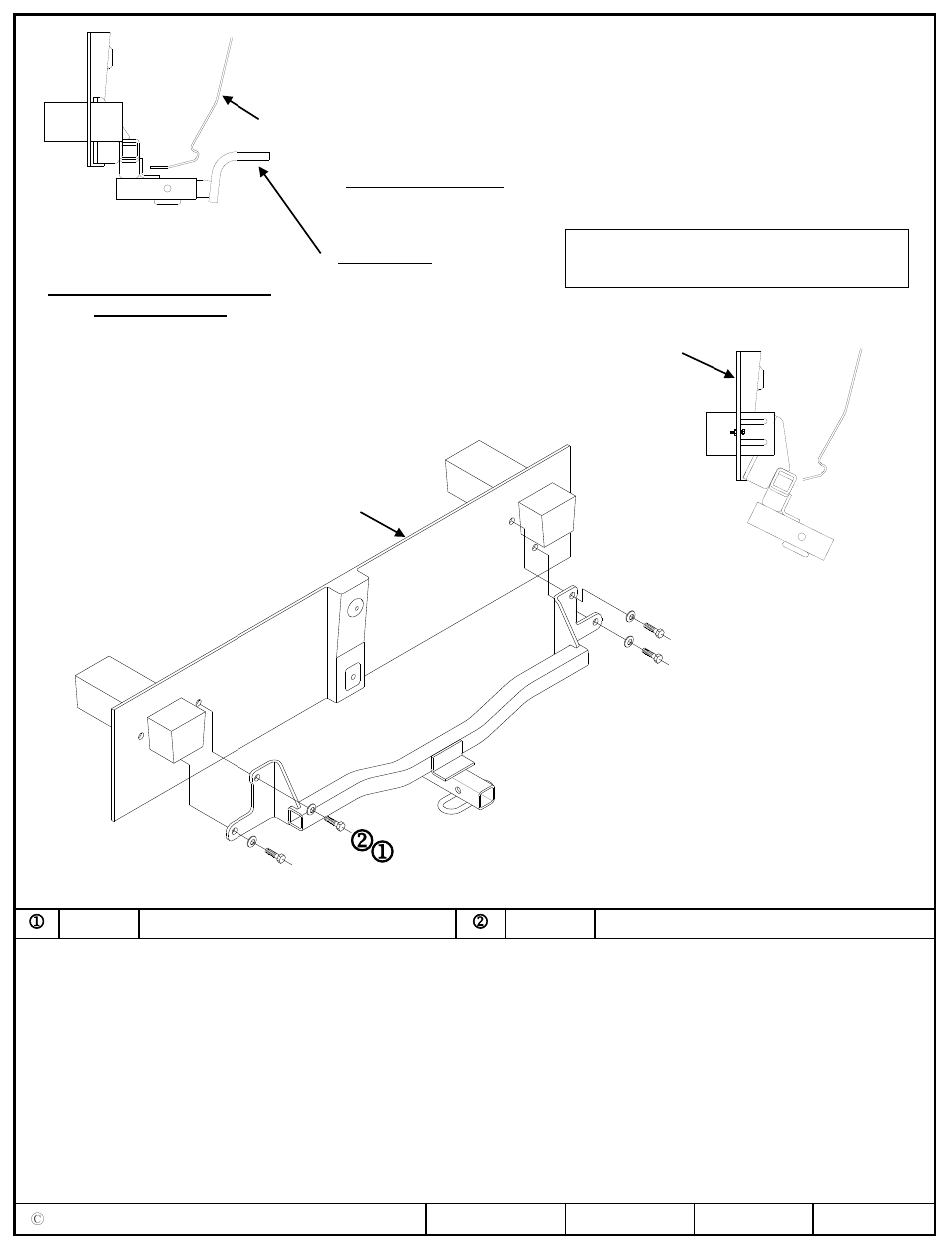 Instrucciones de instalación, Toyota prius c, Números de partes | Nota: tornillos iguales en ambos lados | Draw-Tite 24889 SPORTFRAME HITCH User Manual | Page 3 / 3