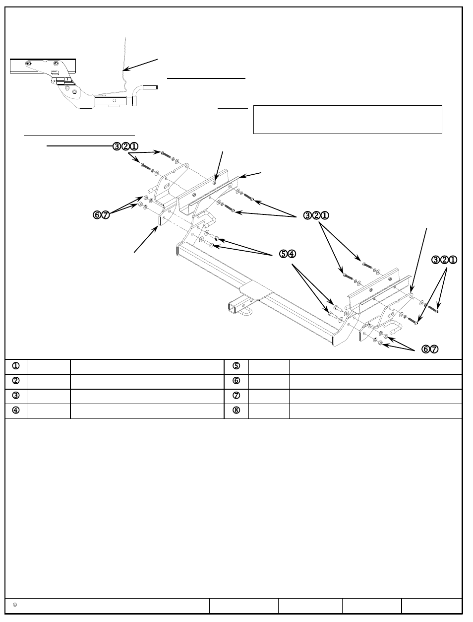 Instrucciones de instalación, Toyota avalon, Números de partes | Draw-Tite 24870 SPORTFRAME HITCH User Manual | Page 3 / 3