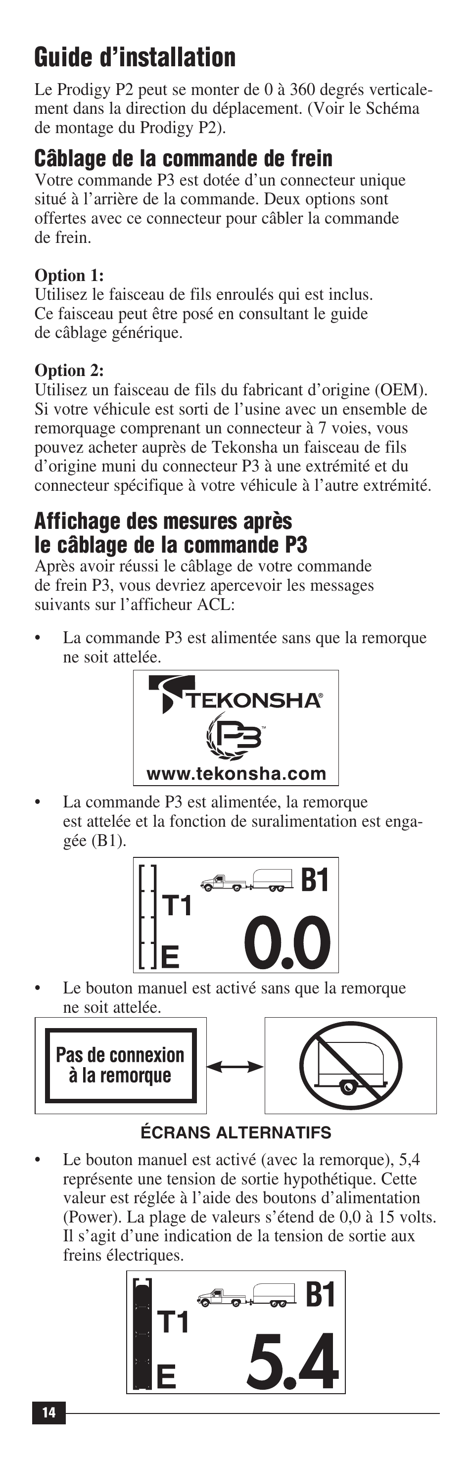 Guide d’installation, Câblage de la commande de frein | Draw-Tite 90195 P3 User Manual | Page 14 / 36